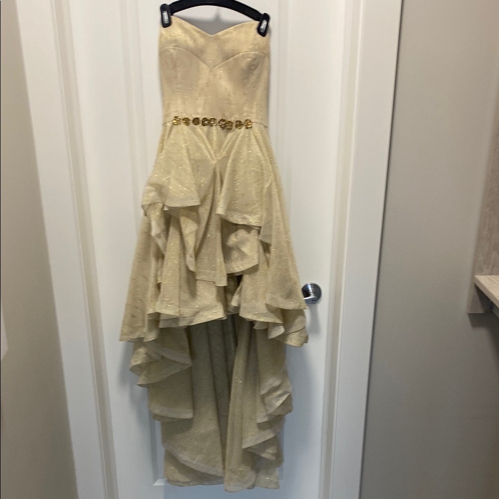Elegant Gold High-Low Dress